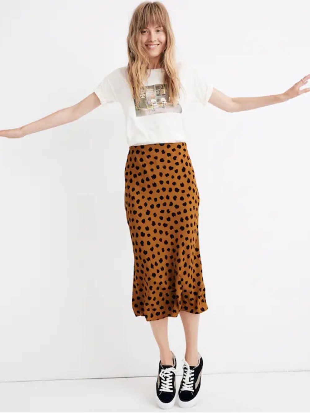 Madewell Midi Slip Skirt in Painted Spots - XXS